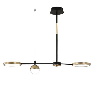 China New Pop Simplicity Long Black Gold Modern Dining Room Chandelier with 3 Heads for sale