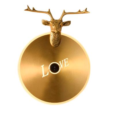 China Nordic Creative Outdoor Mounted All Antler Bedside Corridor Hotel Copper Guest Room Led Wall Lamp for sale