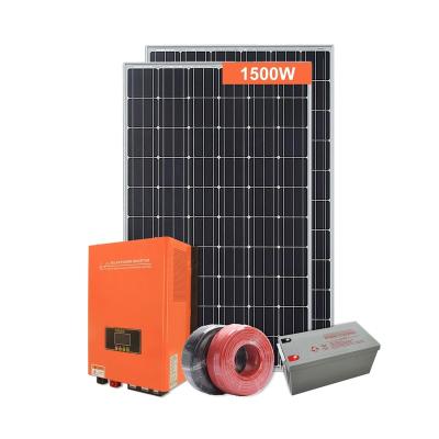 China New Home Technology 2022 Single Phase 24V Off Grid Power 1500W Home Solar Power System for sale