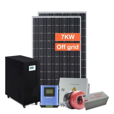 China Home Project 7Kw Off Grid 7000W Solar Panel Controller Home Solar Power System Cost With Storage Batteries for sale