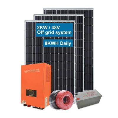 China 110V 220V 2000W Mini Home Energy Systems Custom Home Use Off Grid Panel Kit 2Kw Solar System for sale