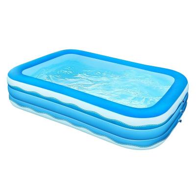 China Outdoor Garden Inflatable Backyard Swimming Pool Rectangle Above Normal Large Thickened Plastic Family Ground Swimming Pool for sale