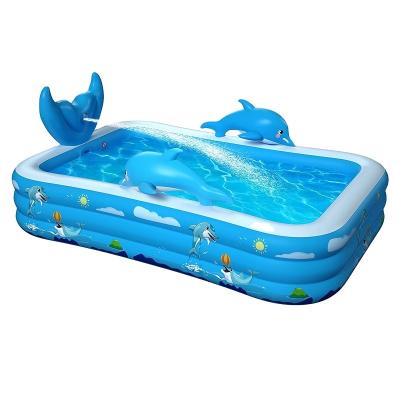 China Inflatable Swimming Pool Customzined For Kids Family Kiddie Ocean Animal Pool With Splash Paddling Piscina Kids Ball Pool for sale