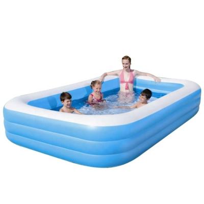 China Bestway 54009 Indoor Blue Rectangular Family Garden Three-Ring Thickened Inflatable Pool for sale