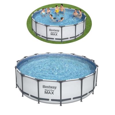 China Bestway 56438 Indoor PRO MAXTM STEEL RACING 15 ft. x 48 in. / 4.57 m x 1.22 m round view swimming pool for adults for sale