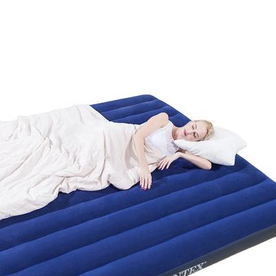 China INTEX 64756 Indoor Inflatable Air Bed Blue Striped Flocking Soft Single Inflatable Air Mattress for sale