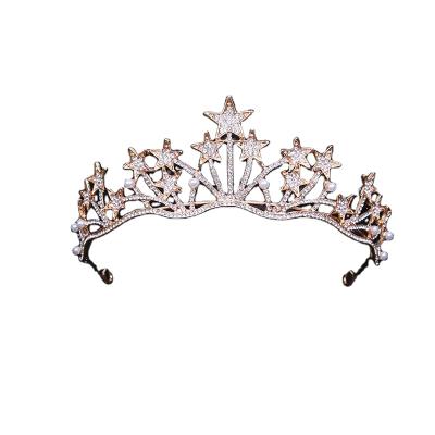 China 2021 Newest Star Alloy Crown Birthday Bride Wedding Tiara Wedding Diamond Hair Accessories Popular Factory Wholesale for sale