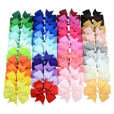 China Hot Solid Colors 40 Fashionable Colors Six Ribbed Amazon Ears With Accessories Fishtail Children's Hairpin Bow Headwear for sale