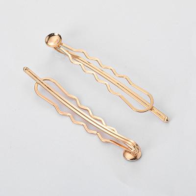 China Popular factory direct sale 70MM wire hairpin cavity wave plating kc gold soldering accessories hairpin a diamond cup DIY for sale