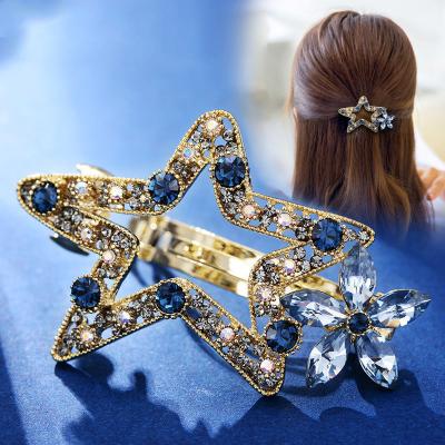 China Popular Delicate Colorful Shiny Diamond Ponytail Spring Clip Girl Headdress Hairpin for sale