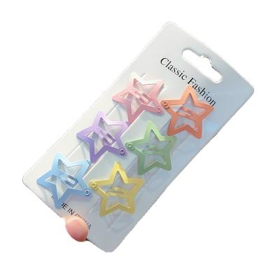 China 6 fashionable cute bb five-pointed color star girl heart hair clip INS ice cream color fringe bangs clip hair accessories wholesale for sale