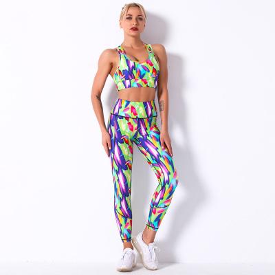 China 2021 New Arrival Breathable Seamless Yoga Set XL 2XL Fitness Yoga Wear Gym Female Set Sublimation Printing Yoga Sets For Women 2 Pieces for sale