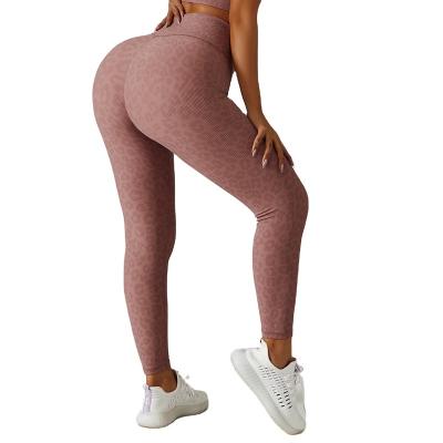 China Breathable Custom De Sport Exercise pants quick dry women leopard print yoga leggings butt crack! crack! the fitness track pants for sale