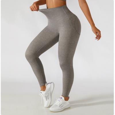 China Lady Single Ribbed Wholesale Breathable Sport Wear Yoga Solid Color Women Yoga Gaiters Denim Fitness Pants Gym Legging for sale