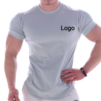 China QUICK DRY Custom Heavy Gym Fitness Cotton Men Solid Color Printed Logo Round Neck T-shirts Cotton T-shirt for sale