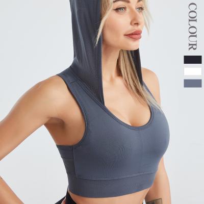 China 2022 New Design Women's Wholesale Antibacterial Mesh Ribbed Yoga Sport Bra Bare Tube Tops Sexy Gym Fitness Wear Bra With Hat for sale