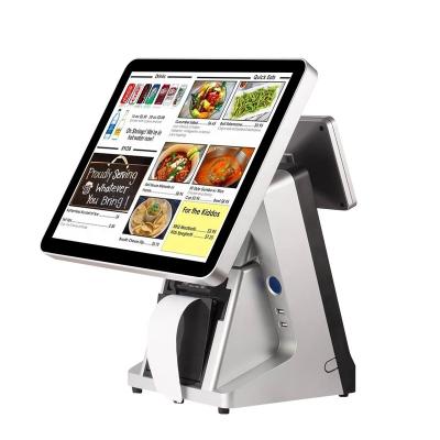 China Hotel Shopping Malls Restaurant POS System Dual Screen Android Windows OS Touch Screen POS Terminal With 80mm Thermal Printer for sale