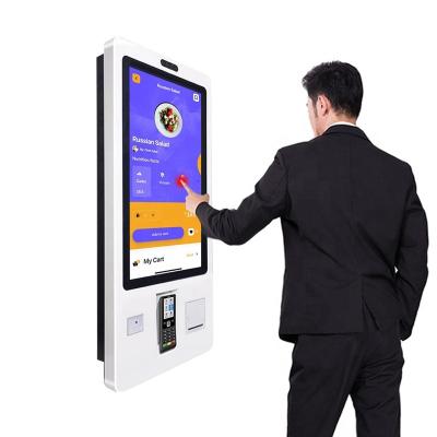 China Cashier+Metal tempered glass 32 inch self service self service payment kiosk machine payment kiosk/bill payment Kiosk/qr scanner checkout machine for sale