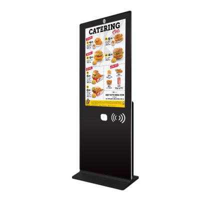 China Metal Case + Tempered Glass LCD Digital Signage Touch Screen Kiosk and Indoor Advertising Players Show Digital Screen with Camera and Stand for sale