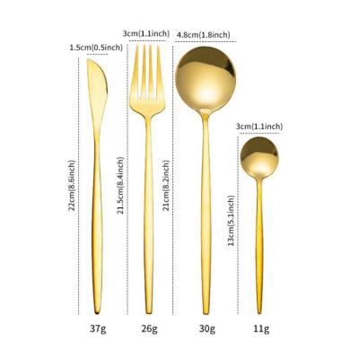 China New 2021 Classic Stainless Steel Steak Fork Spoon Viable Western Golden Dinnerware Set for sale