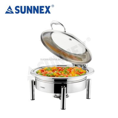 China High Quality Cylinder Legs SUNNEX Stainless Steel Round 6.8Ltr. Induction Beetle / Shake Chafing Dish , For Hotel Catering Equipment for sale