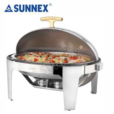 China Sunnex Hotel Heavy Duty Restaurant Supplies Gastronorm Pans GN Casserole Lid Stainless Steel Oval 9Ltr Chafing Dishes for sale