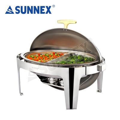 China Resturant Sunnex Round Roll Top Chafing Dish For Buffet Dinner for sale