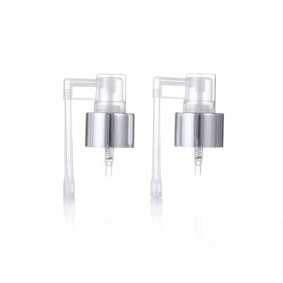 China Silver Plastic Nasal Spray With Long Nozzle White Mouth Nasal Throat Spray Pump Bottle for sale