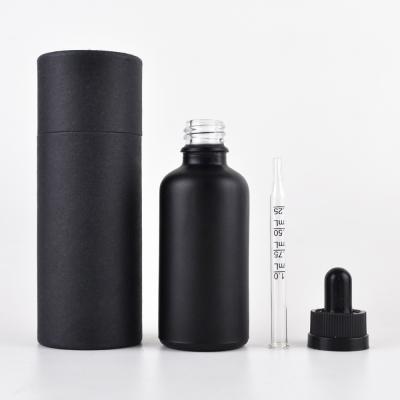 China 5ml 10ml 20ml 30ml 50ml matte frosted black glass dropper essential oil bottles for sale