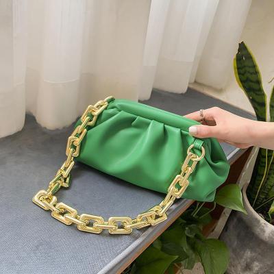 China New Fashion PU TX Acrylic Color Chain Handbag Metal Clip Messenger Bag for sale