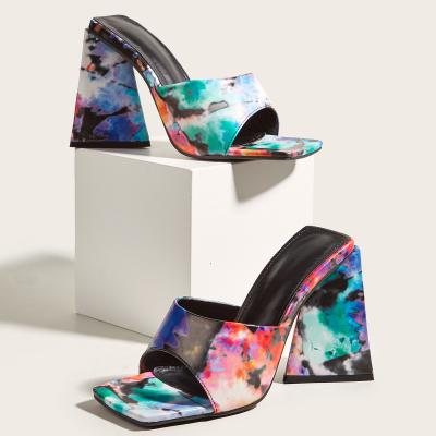 China Insulative TX New Arrivals Size 34-43 Colorful Triangle High Heel Women Shoes Sandals Ladies for sale