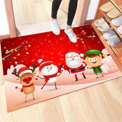 China Washable TX Christmas Printed Rectangular Floor Mats Entrance Holiday Decoration Home Floor Mats for sale