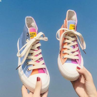 China TX 2021 new summer waterproof all-match color Korean high top version of fashionable casual shoes canvas shoes for sale