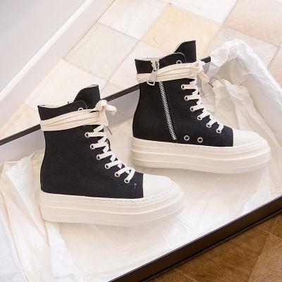 China Deodorization TX Women's Side Zipper High Top Thick-soled Canvas Lace-up Casual Sneakers for sale