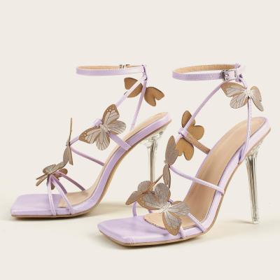 China SHOCK ABSORBING TX newcomers in bow tie running butterfly heel crystal sandals 2021 sandals for women and ladies for sale