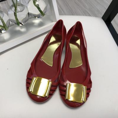 China Wholesale Fashion TX0715-04 Summer Woman Jelly Sandals Shoes Fashion Red Sandals With Buckle PVC Plastic Soft Flat Sandals 2021 for sale