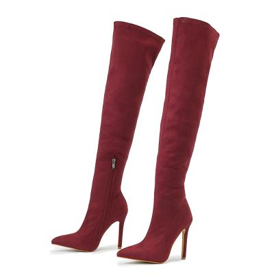 China Other Fashionable TX Over The Knee High Heel Side Zipper Elastic Women's Thigh Boots for sale