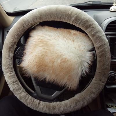 China Winter Warm Colorful Anti-skid Car Fur Wool Steering Wheel Cover for sale