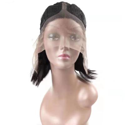 China Short Straight Black Bob Hair Wigs Bob Lace Frontal Wigs Human Hair Wigs For Black Wome for sale