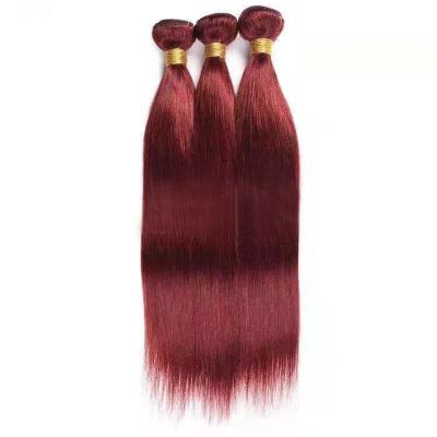 China Natural Wave Straight Hair 3 Bundles 100% Brazilian Virgin Hair Bundles 99j Color Straight Hair Weave for sale