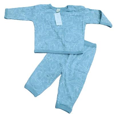 China Casual Long Sleeve Autumn Top And Pants 2pc Set Baby Clothing Set Pajamas Girls Cotton Infant Boys Blue Car Toddler Overstock for sale