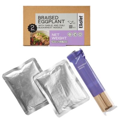 China Low-Sodium Plant Based Meat Meal Kit High Protein Buckwheat Noodle with Braised Eggplant for sale