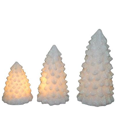 China For Xmas Holiday Christmas Tree Shape Gold Green LED Candles Battery Operated Real Wax LED Flameless Candles For Christmas / Home Decoration for sale