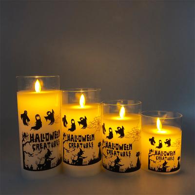 China For Real Flame 3D Glass Christmas Holiday Halloween Decorations Remote 4 Timer LED Candle Home Decoration 8 Hours Flameless Electronic Candle for sale