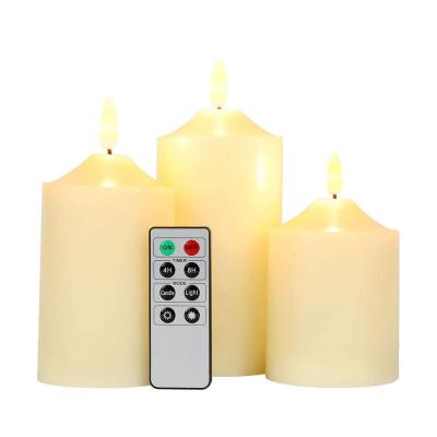 China HOT SALE Wholesale Flickering Pillar Wax Birthdays Set Led 10 Remote Control Candle Lights for sale