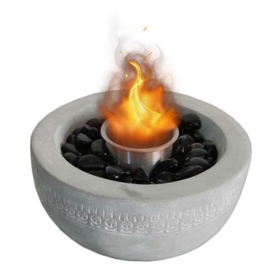 China Gray Cement Material Concrete Base Stone One Modern Indoor Office Fuel Box Stove Ethanol Table Online Home Table Cooker for sale