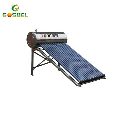 China Outdoor factory supply GOSBEL 100L to 360L water geyser pool solar heating system solar heat pipe solar water heater for sale