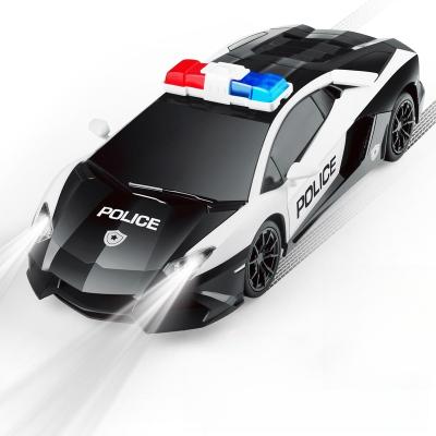 China App Controlled Transform RC Car Robot 2.4G Smart Robot Deformation Police Car Toy 360 Rotation 1:18 Scale Remote Control Car for sale