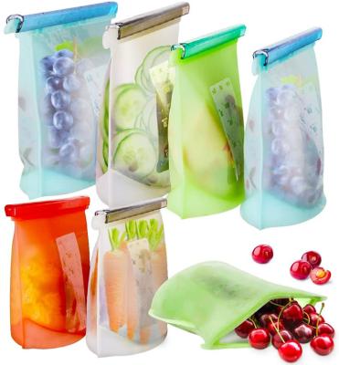 China Factory Logo 1500ML Gallon Size Silicone Freezer Viable Wholesale Custom Ziplock Bag Reusable Silicone Snack Lunch Sandwich Bags for sale