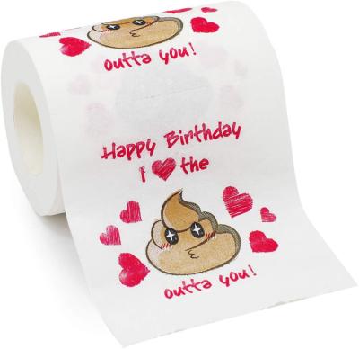 China Wholesale Custom Printed Funny Novelty Virgin Wood Pulp Factory Christmas Birthday Gift Romantic Poop Colored Toilet Paper for sale